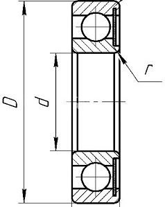 Радиальный однорядный подшипник чертеж